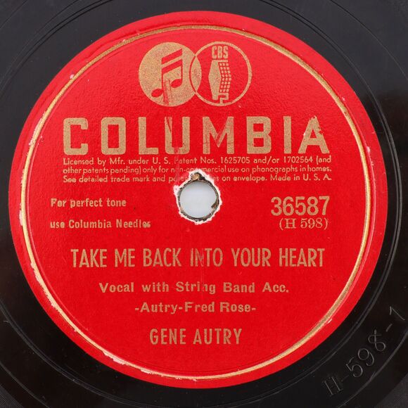 Gene Autry – Take Me Back Into Your Heart / Tweedle-O-Twill 78rpm Record 36587 - Picture 1 of 16